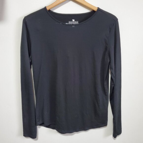 SEGMENTS 100% Merino Wool Base Layer Top Shirt Long Sleeve Black Women's Medium - Picture 1 of 11
